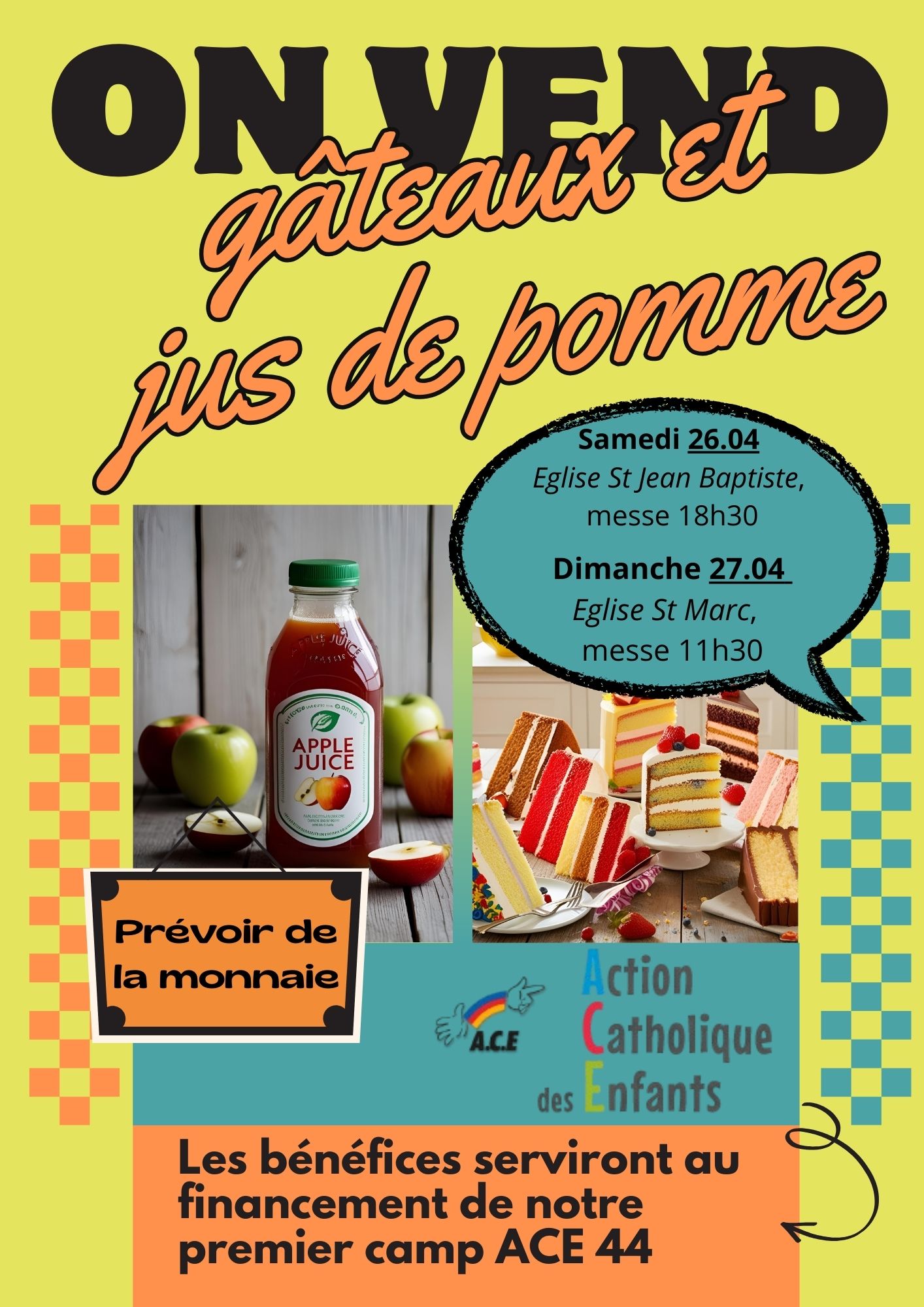 Vente de gâteaux et de jus de pomme